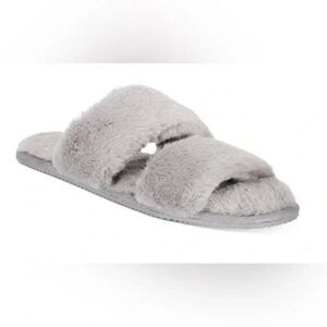 Alfani Women's Faux Fur Slide Boxed Slippers Tornado Grey Extra Large New